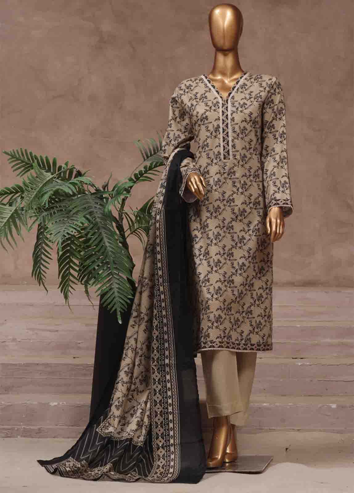 Bin Saeed Fabric - WCP-037- 3 Piece Printed Stitched Suit