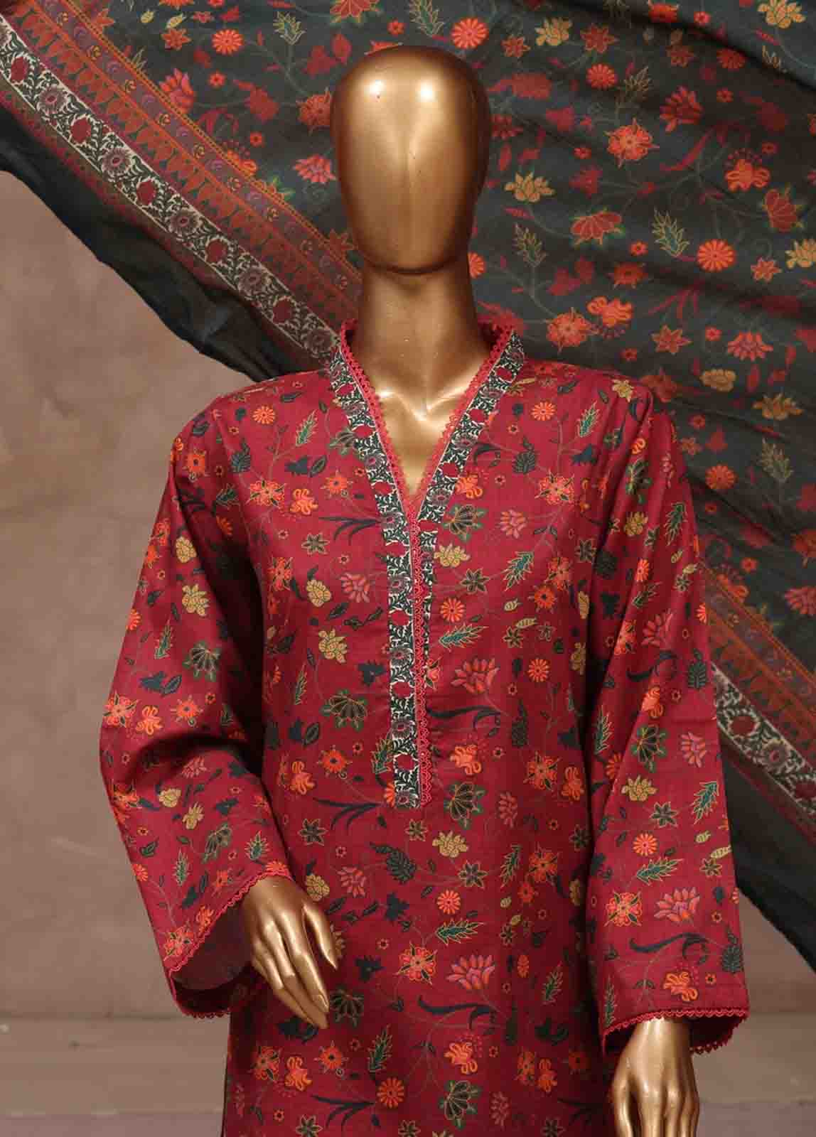 Bin Saeed Fabric - WCP-038- 3 Piece Printed Stitched Suit