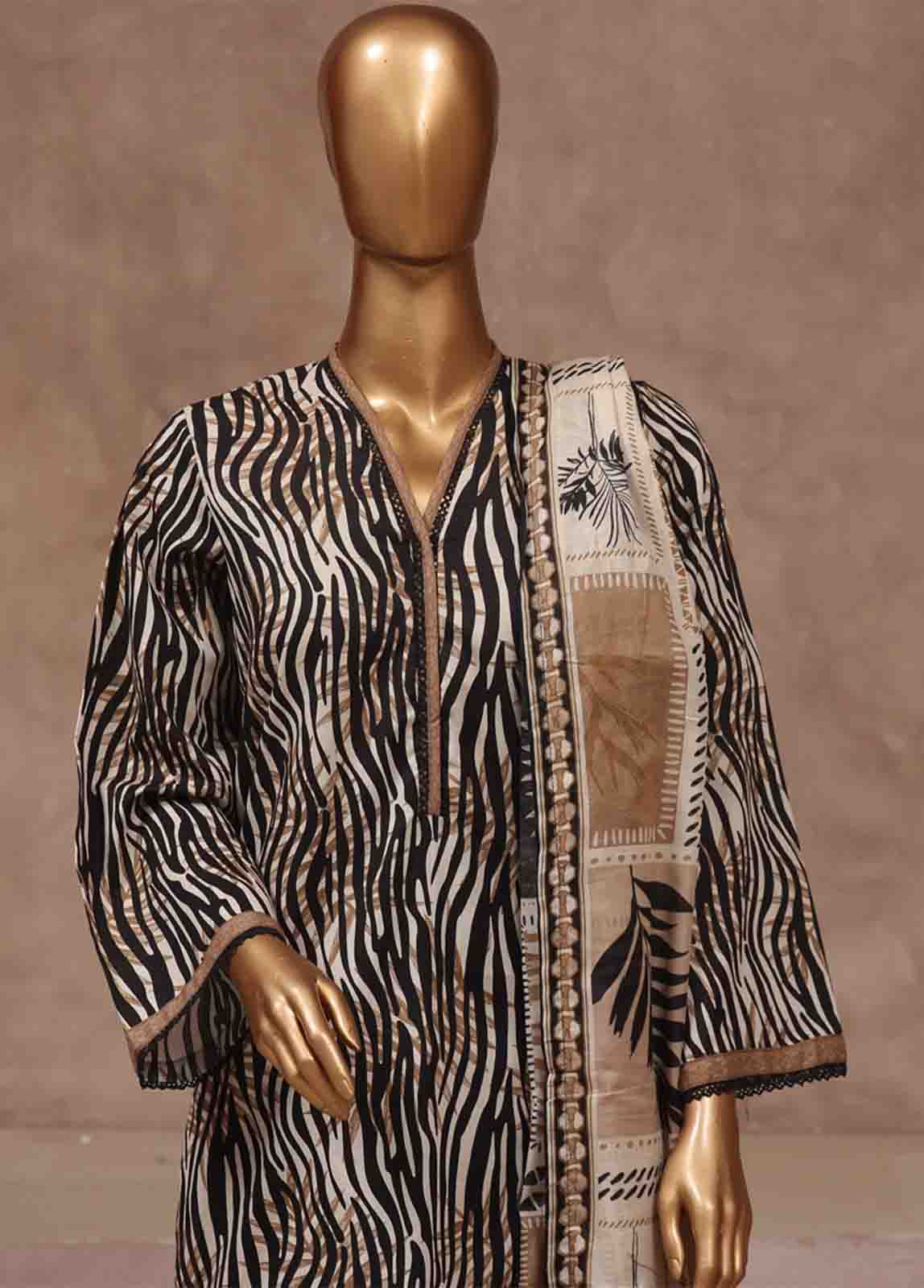 Bin Saeed Fabric - WCP-044- 3 Piece Printed Stitched Suit