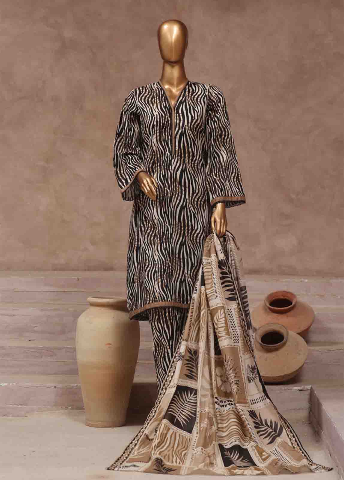 Bin Saeed Fabric - WCP-044- 3 Piece Printed Stitched Suit