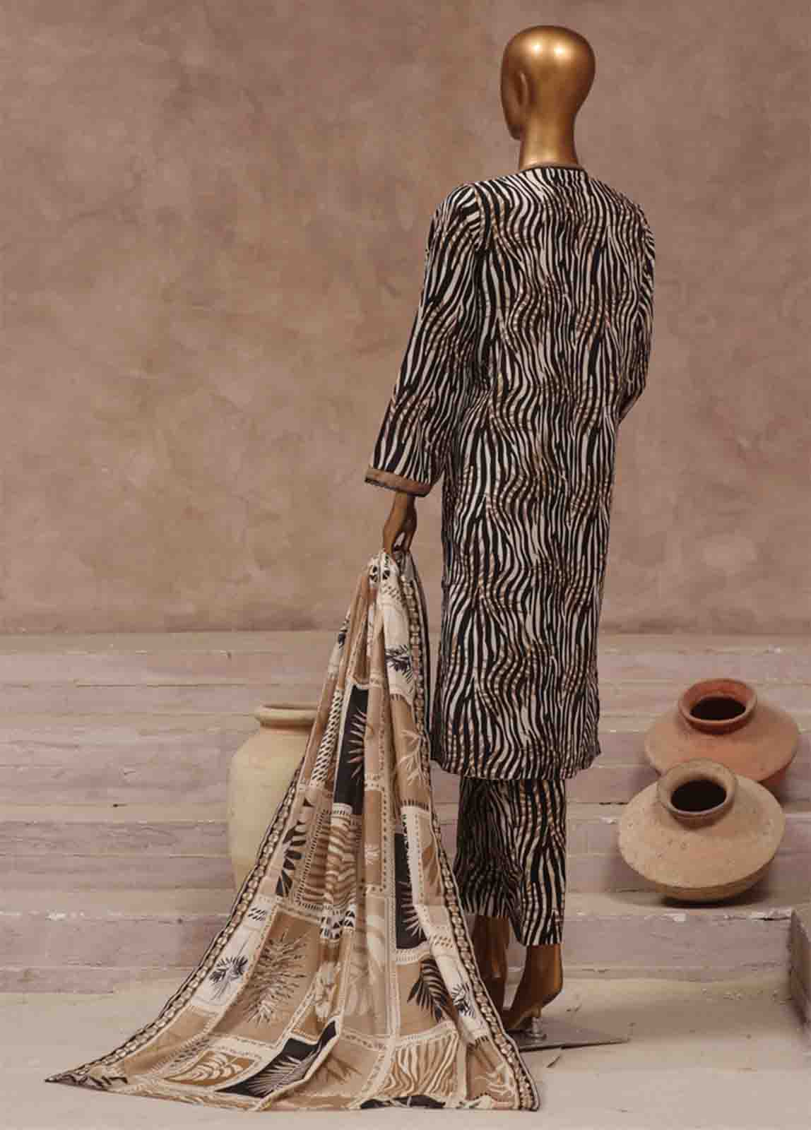 Bin Saeed Fabric - WCP-044- 3 Piece Printed Stitched Suit