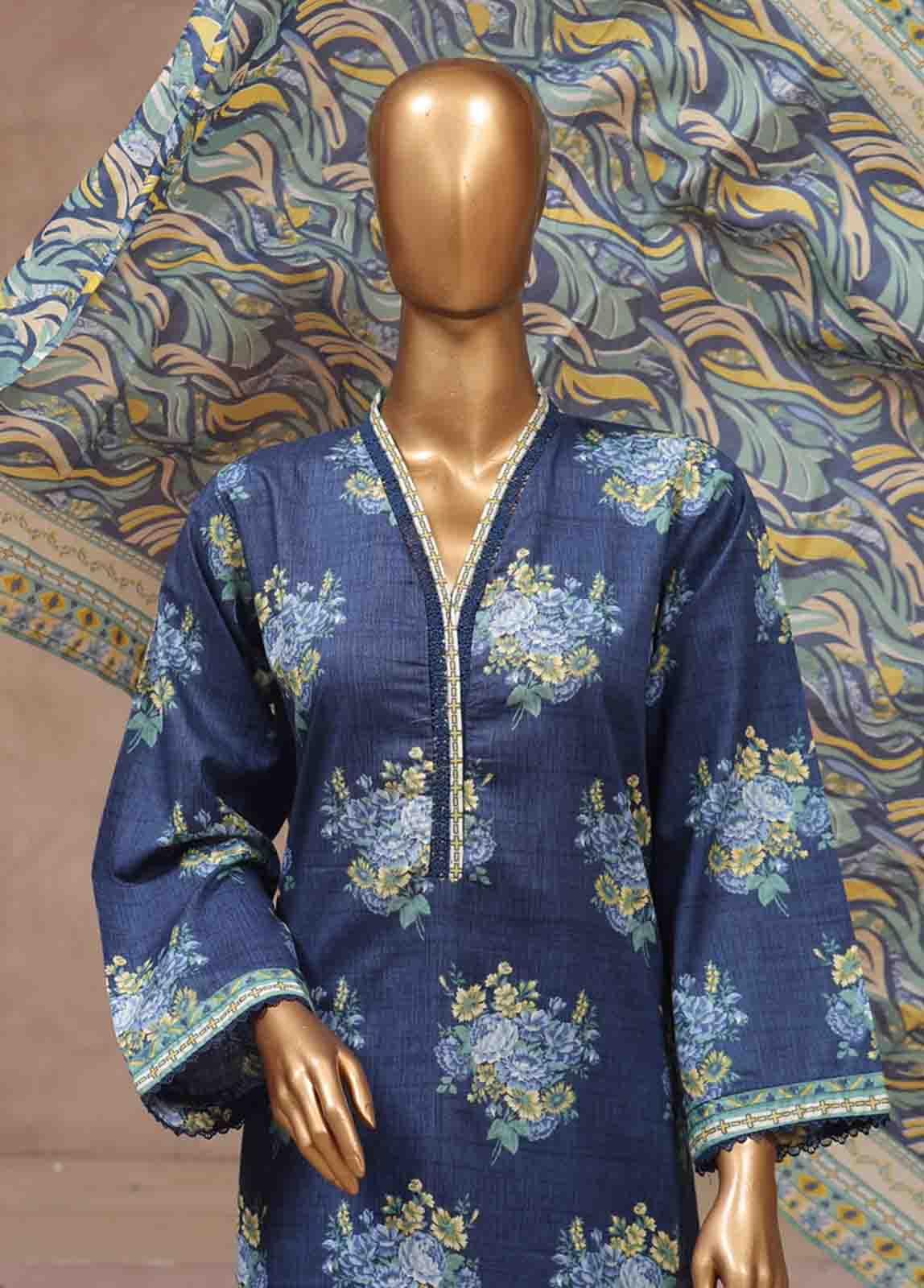 Bin Saeed Fabric - WCP-048- 3 Piece Printed Stitched Suit