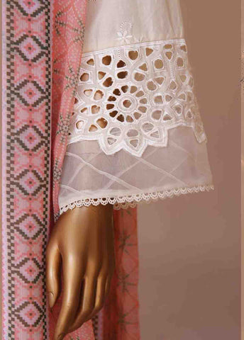 Bin Saeed Fabric - WCTF-001-R-3 Piece Chikankari Stitched Suit