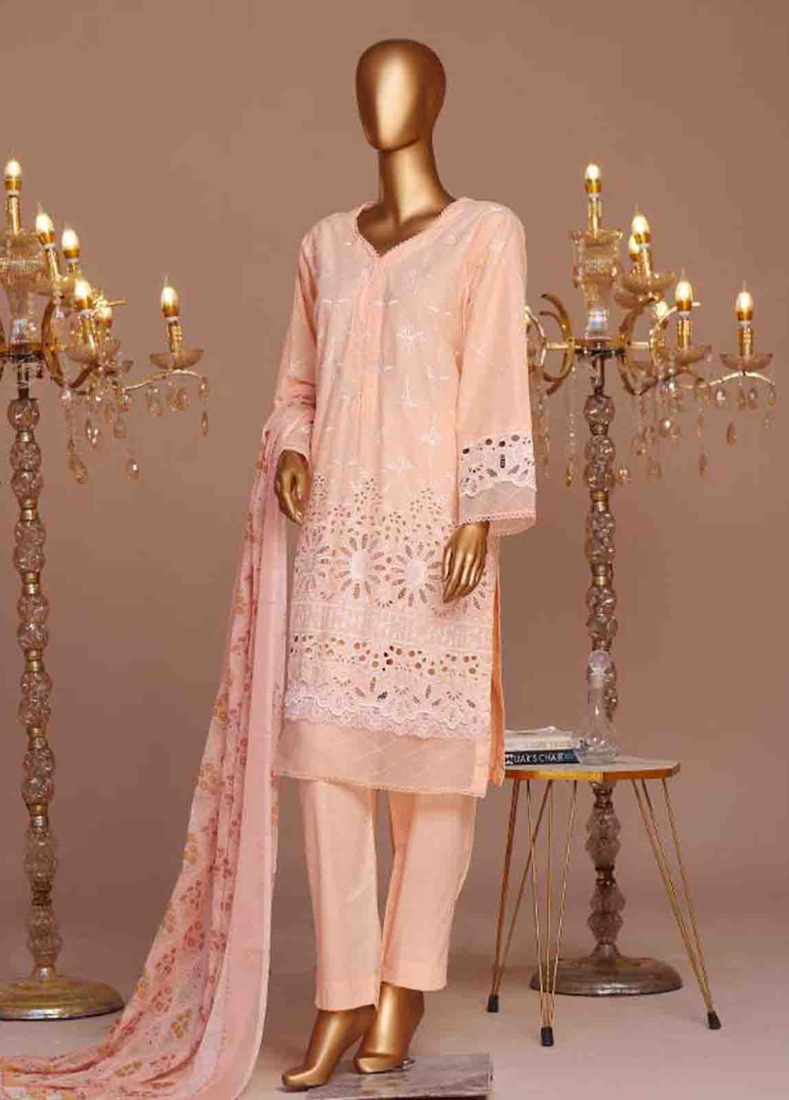 Bin Saeed Fabric - WCTF-002-R-3 Piece Chikankari Stitched Suit