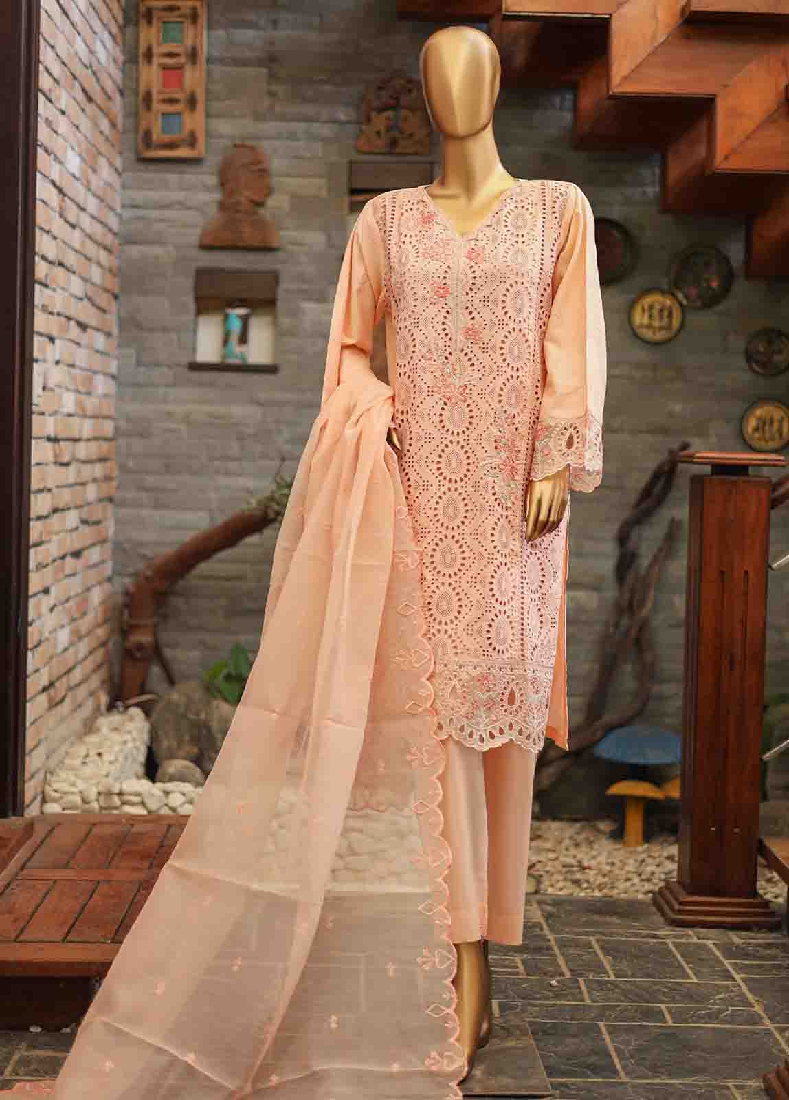 Bin Saeed Fabric - WCTF-002 A- 3 Piece Embroidered Stitched Suit