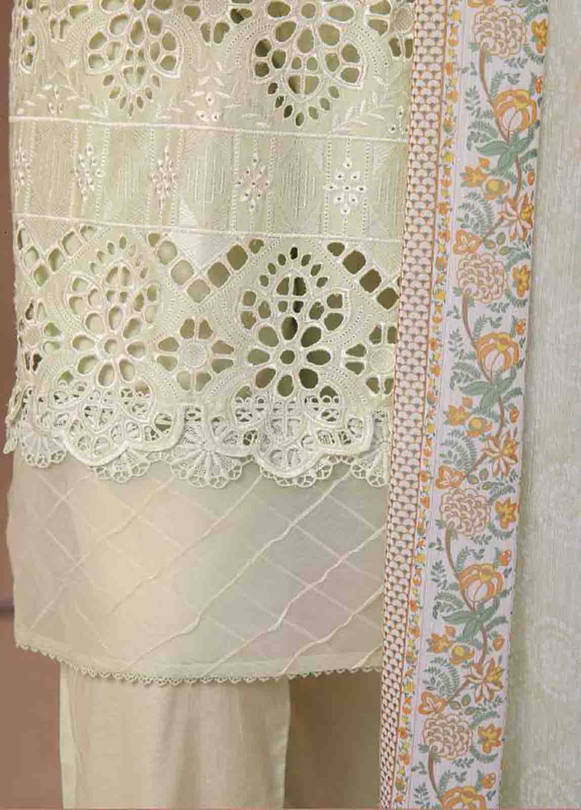 Bin Saeed Fabric - WCTF-003-R-3 Piece Chikankari Stitched Suit