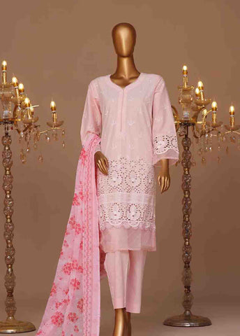 Bin Saeed Fabric - WCTF-004-R-3 Piece Chikankari Stitched Suit