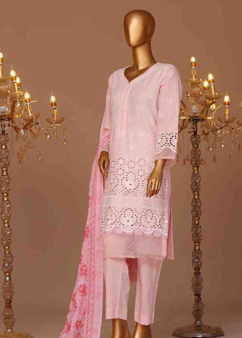 Bin Saeed Fabric - WCTF-004-R-3 Piece Chikankari Stitched Suit