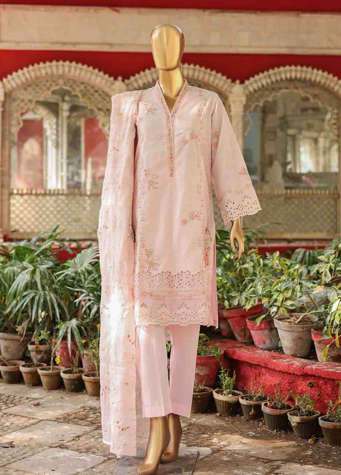 Bin Saeed Fabric - WCTF-004 B- 3 Piece Embroidered Stitched Suit