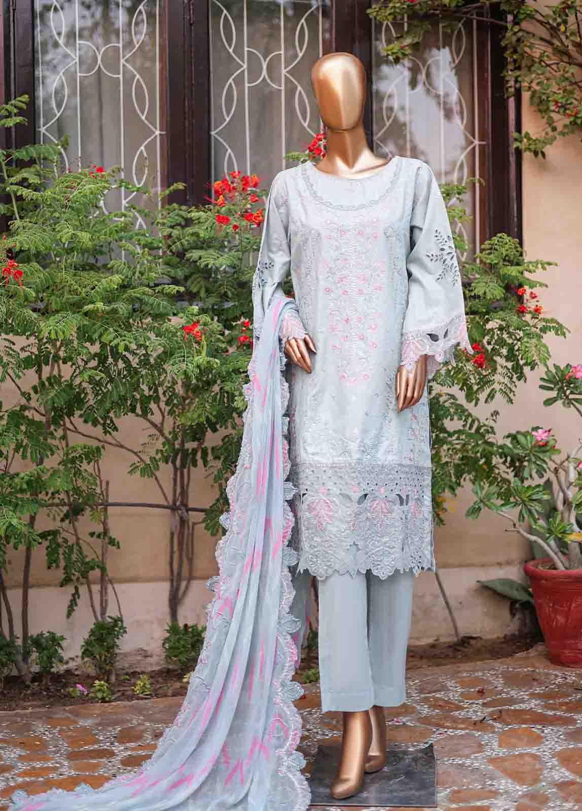 Bin Saeed Fabric - WCTF-005 B- 3 Piece Embroidered Stitched Suit