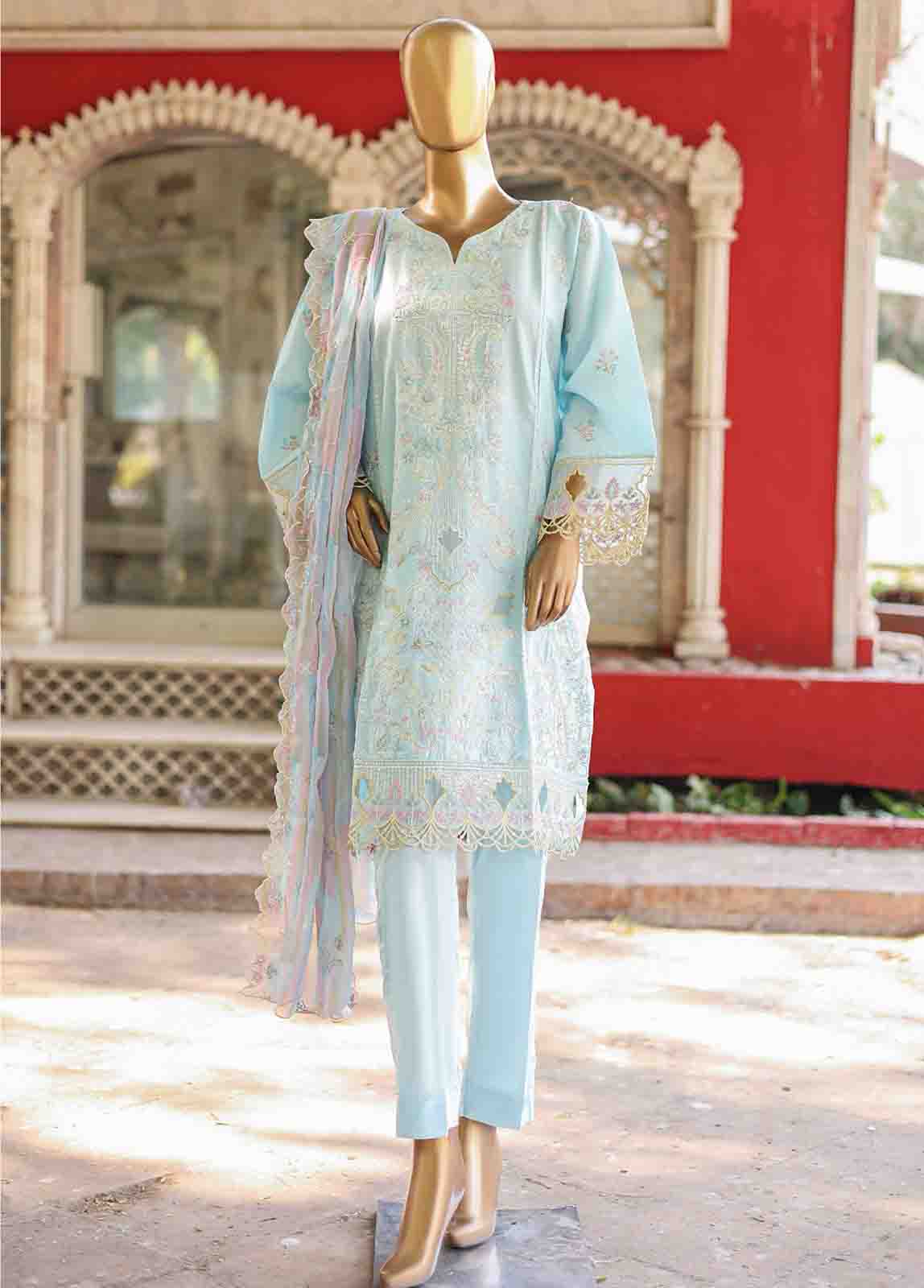 Bin Saeed Fabric - WCTF-007 C- 3 Piece Embroidered Stitched Suit