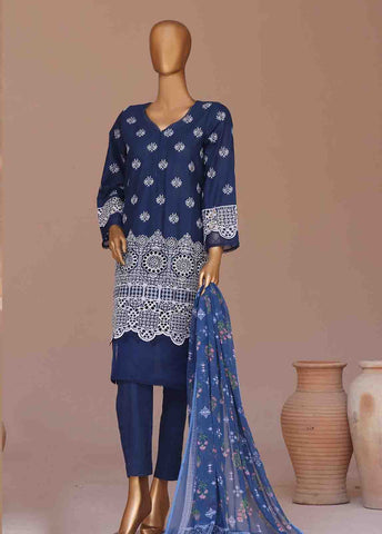 Bin Saeed Fabric - WCTF-008-R-3 Piece Chikankari Stitched Suit