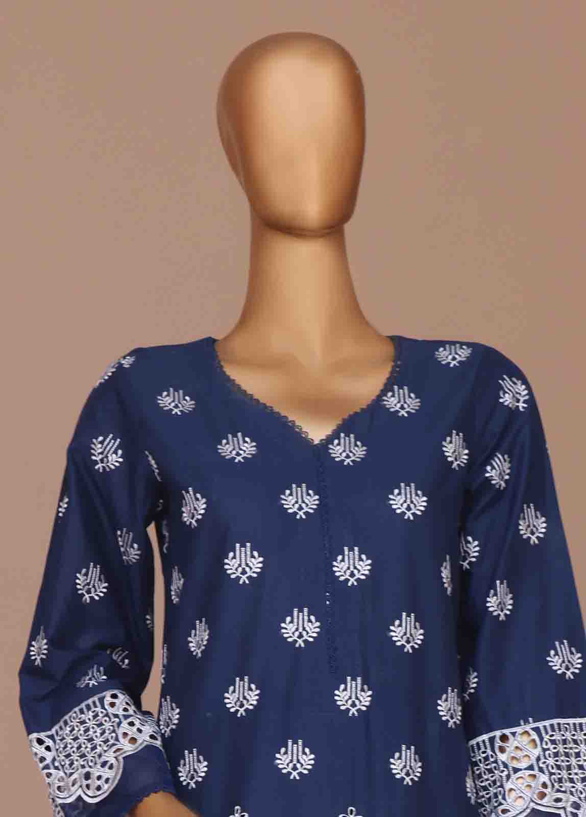 Bin Saeed Fabric - WCTF-008-R-3 Piece Chikankari Stitched Suit