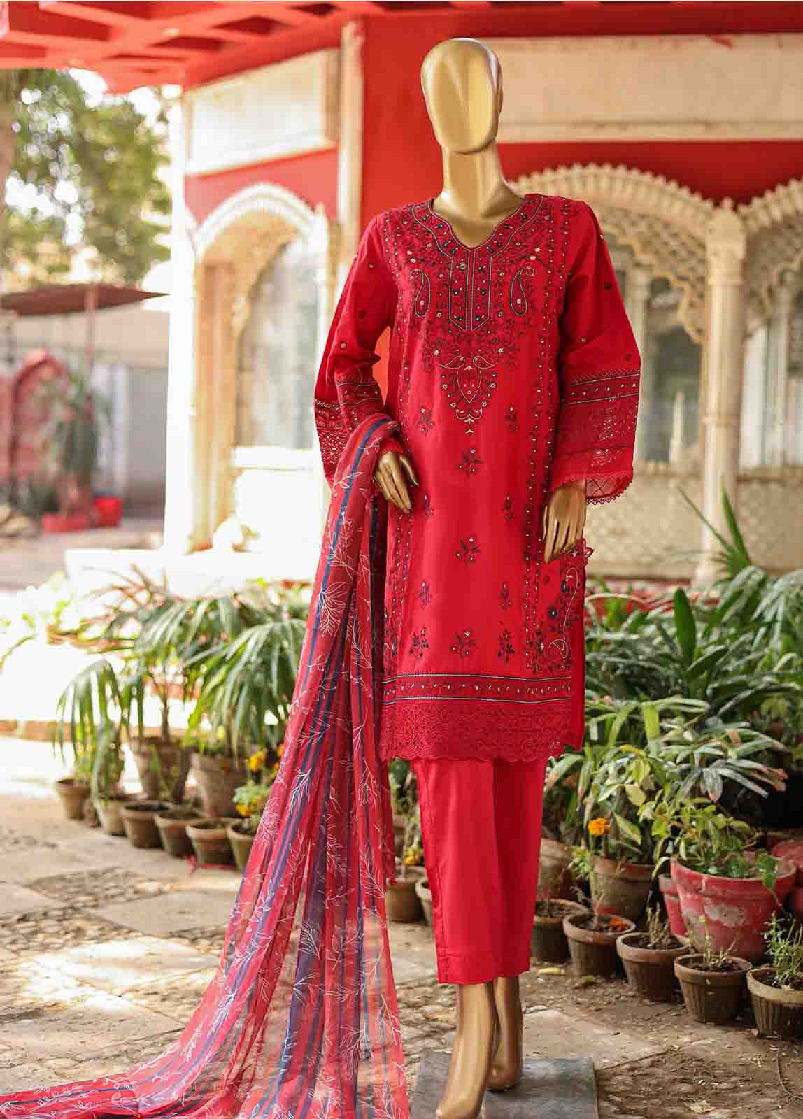 Bin Saeed Fabric - WCTF-009 C- 3 Piece Embroidered Stitched Suit