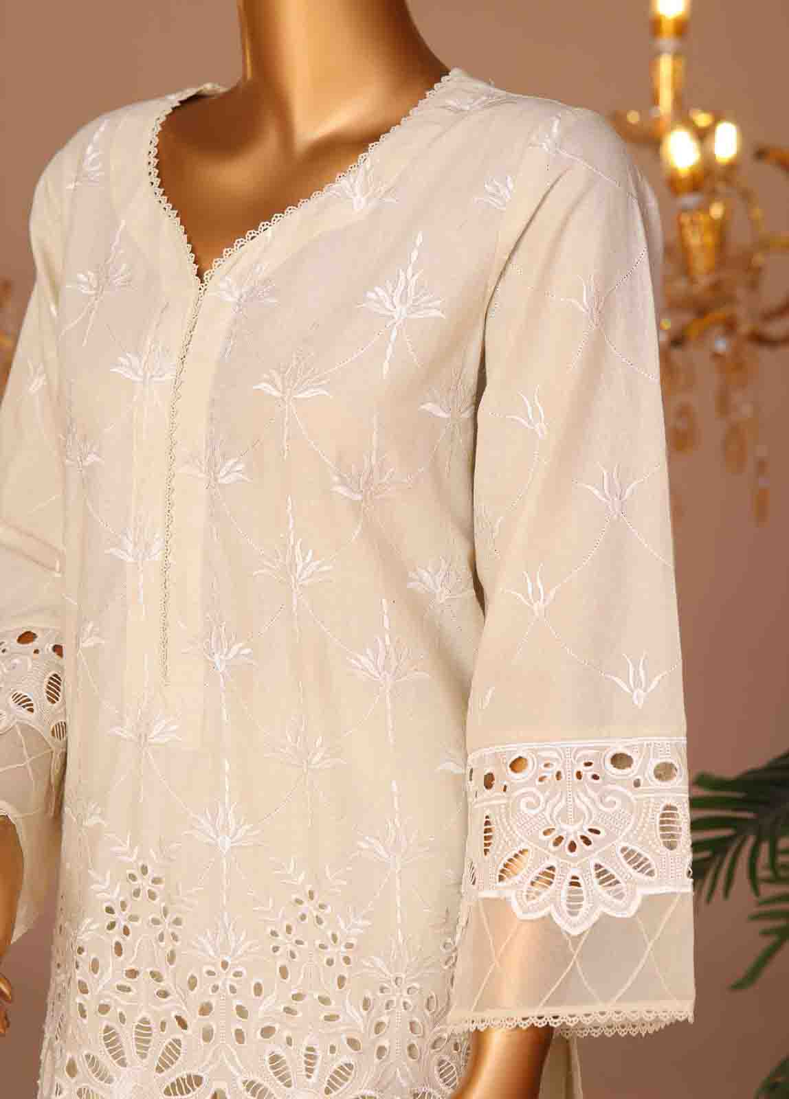 Bin Saeed Fabric - WCTF-012-R-3 Piece Chikankari Stitched Suit