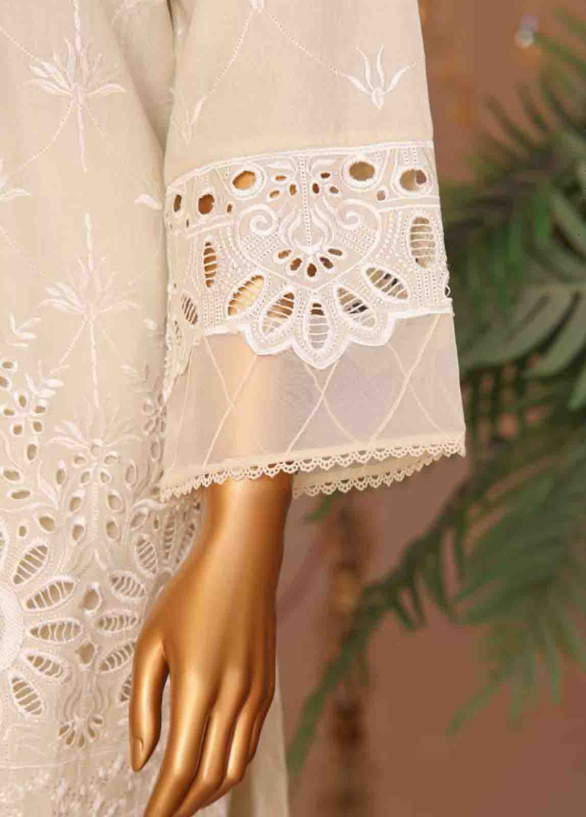 Bin Saeed Fabric - WCTF-012-R-3 Piece Chikankari Stitched Suit