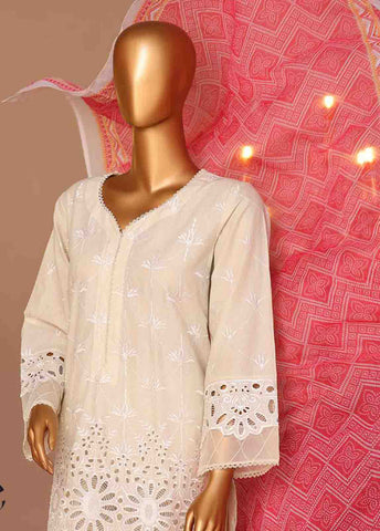 Bin Saeed Fabric - WCTF-012-R-3 Piece Chikankari Stitched Suit
