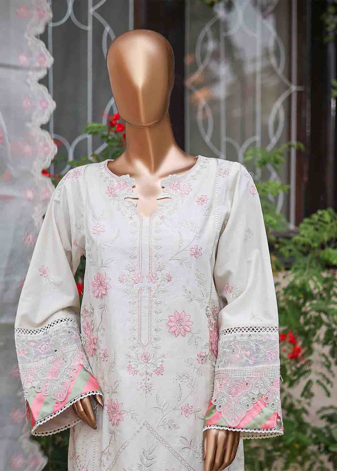 Bin Saeed Fabric - WCTF-012 C- 3 Piece Embroidered Stitched Suit