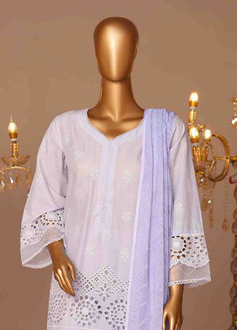Bin Saeed Fabric - WCTF-014-R-3 Piece Chikankari Stitched Suit