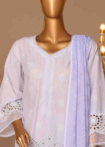 Bin Saeed Fabric - WCTF-014-R-3 Piece Chikankari Stitched Suit