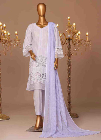 Bin Saeed Fabric - WCTF-014-R-3 Piece Chikankari Stitched Suit