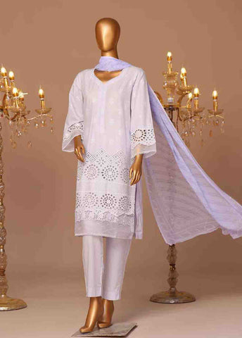 Bin Saeed Fabric - WCTF-014-R-3 Piece Chikankari Stitched Suit
