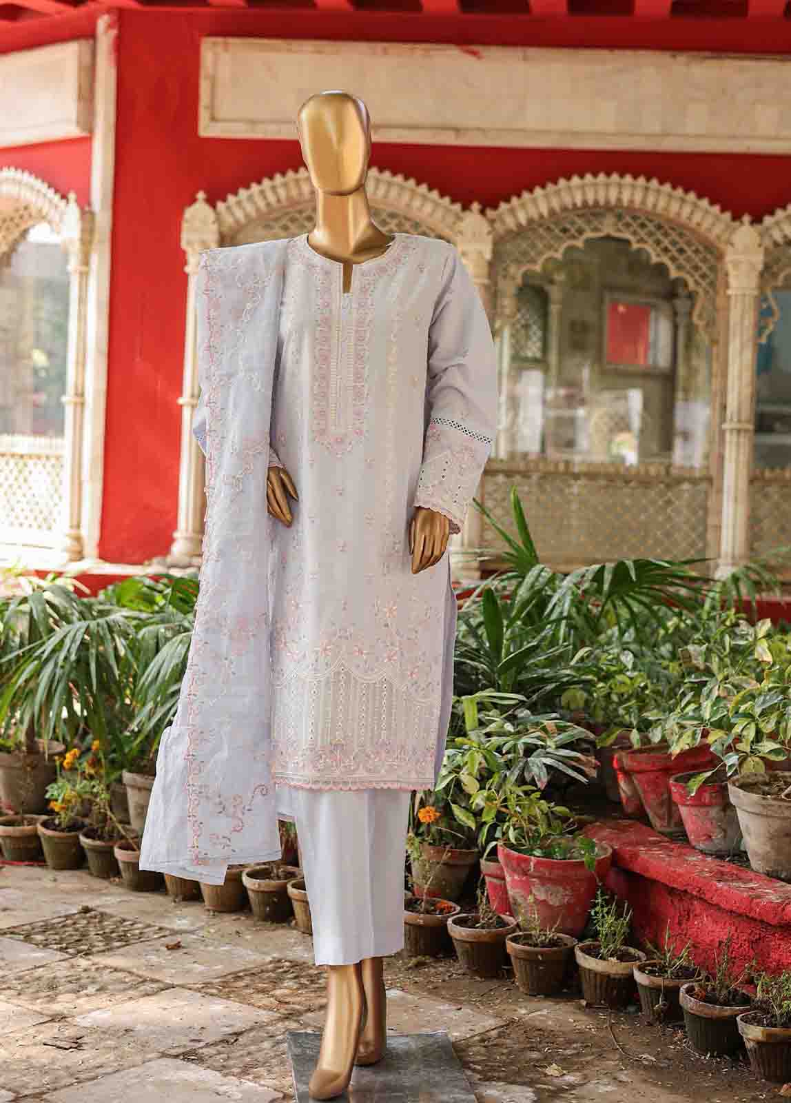Bin Saeed Fabric - WCTF-014 C- 3 Piece Embroidered Stitched Suit