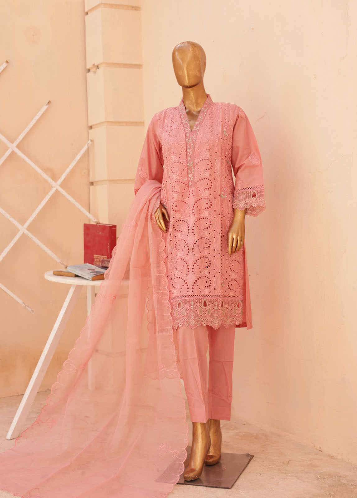 Bin Saeed Fabric - WCTF-015 C- 3 Piece Embroidered Stitched Suit