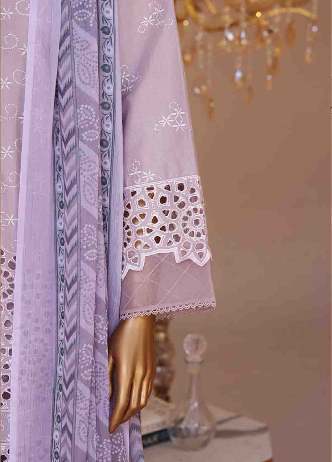 Bin Saeed Fabric - WCTF-017-R-3 Piece Chikankari Stitched Suit