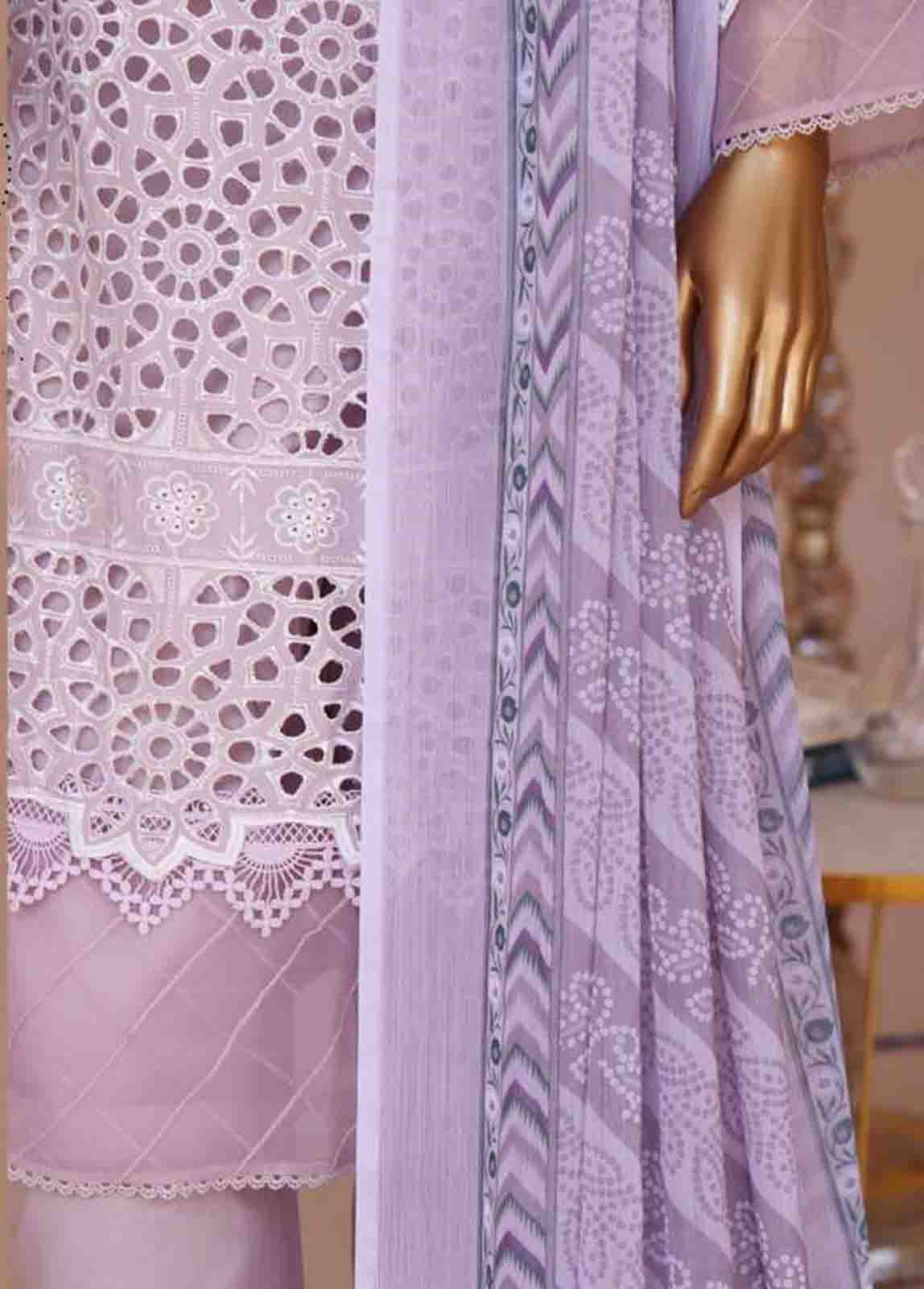 Bin Saeed Fabric - WCTF-017-R-3 Piece Chikankari Stitched Suit