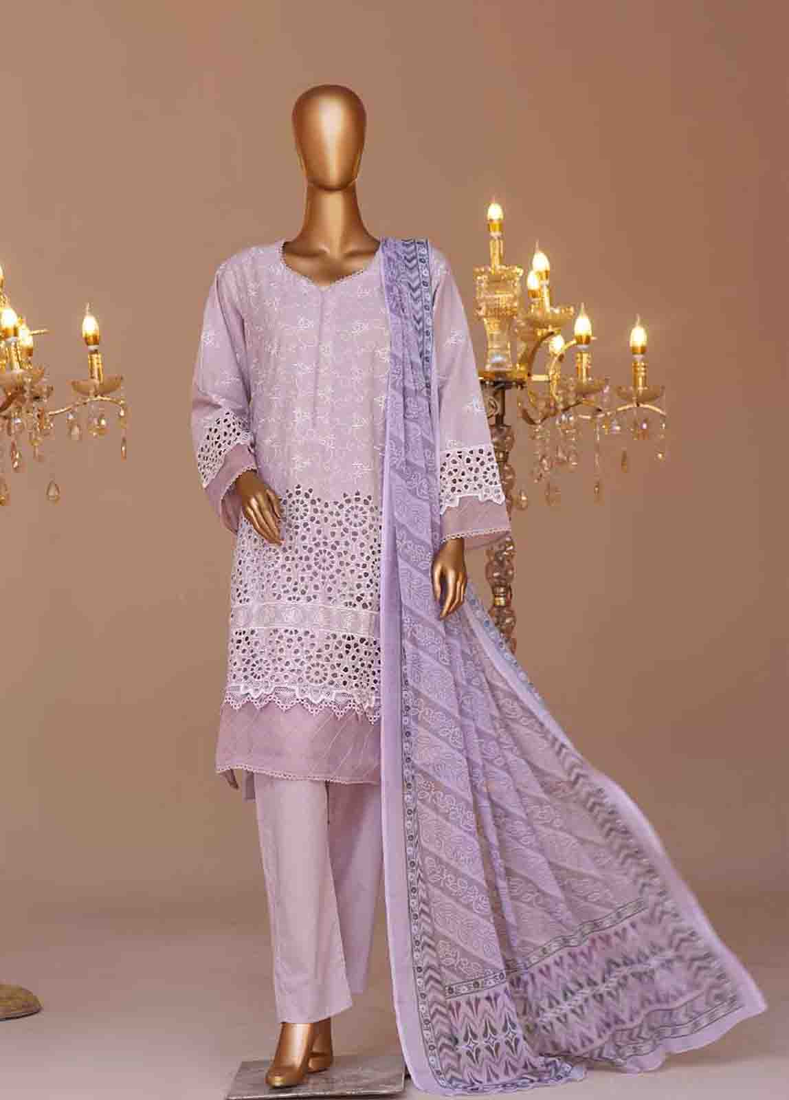 Bin Saeed Fabric - WCTF-017-R-3 Piece Chikankari Stitched Suit