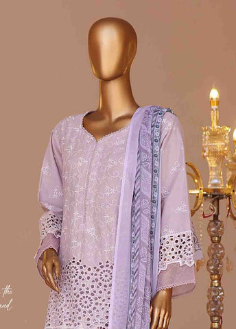 Bin Saeed Fabric - WCTF-017-R-3 Piece Chikankari Stitched Suit