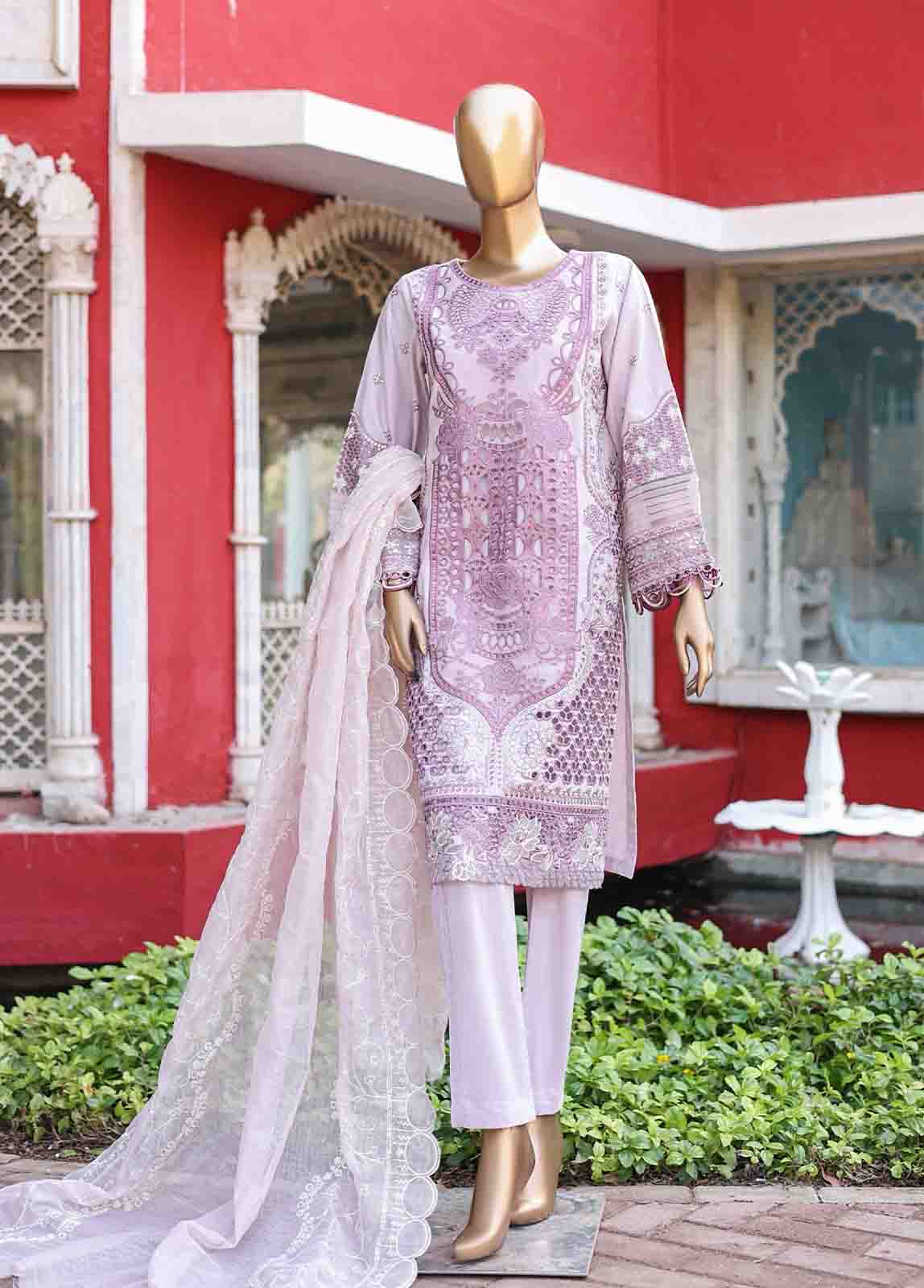 Bin Saeed Fabric - WCTF-017 C- 3 Piece Embroidered Stitched Suit