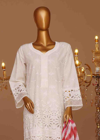 Bin Saeed Fabric - WCTF-018-R-3 Piece Chikankari Stitched Suit