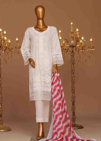 Bin Saeed Fabric - WCTF-018-R-3 Piece Chikankari Stitched Suit