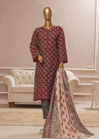 Bin Saeed Fabric - WK-008 R-3 Piece Khaddar Printed Suit