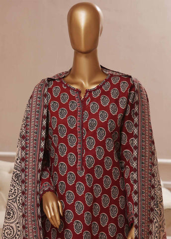 Bin Saeed Fabric - WK-008 R-3 Piece Khaddar Printed Suit