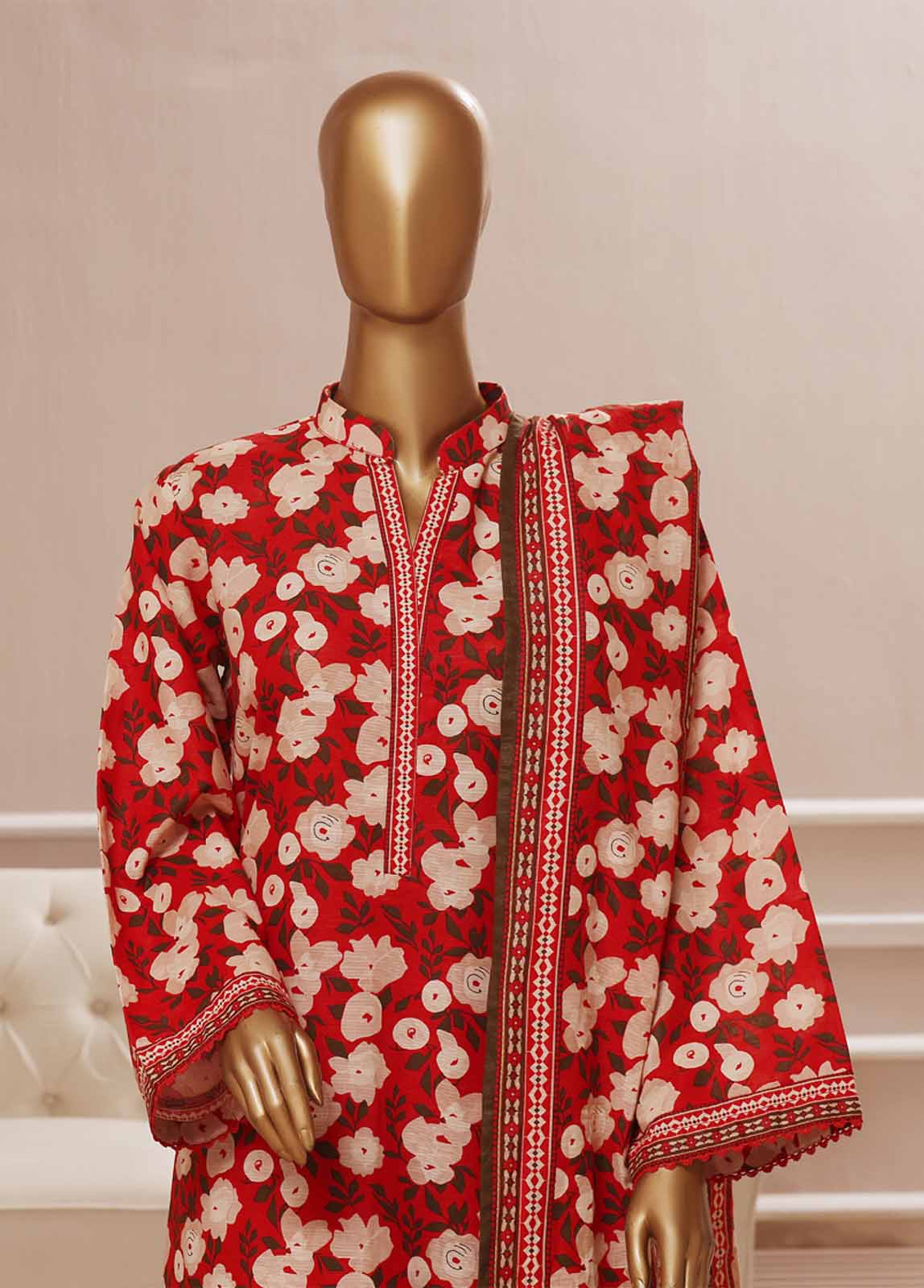 Bin Saeed Fabric - WK-0094 R-3 Piece Khaddar Printed Suit