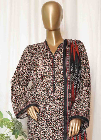Bin Saeed Fabric - WK-0102-PR R77- 3 Piece Khaddar Printed Stitched Suit