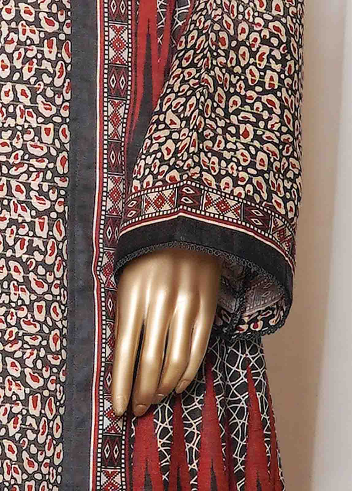 Bin Saeed Fabric - WK-0102-PR R77- 3 Piece Khaddar Printed Stitched Suit