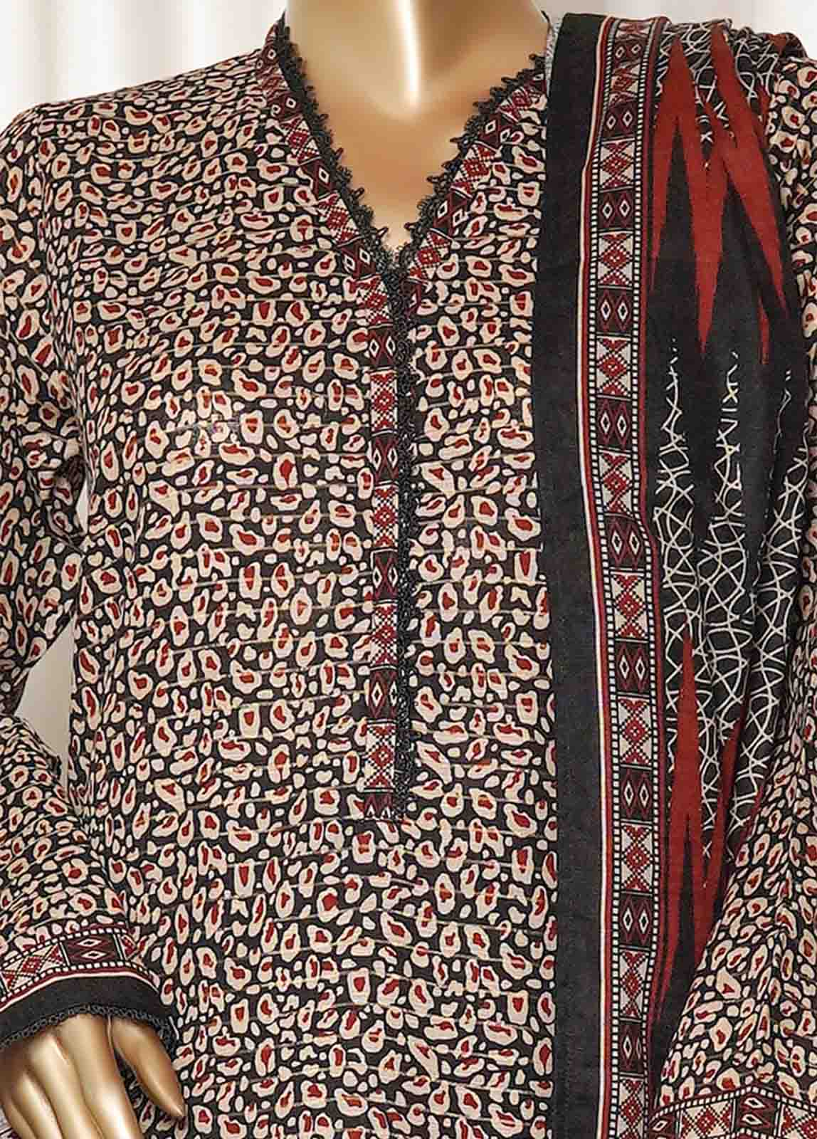 Bin Saeed Fabric - WK-0102-PR R77- 3 Piece Khaddar Printed Stitched Suit