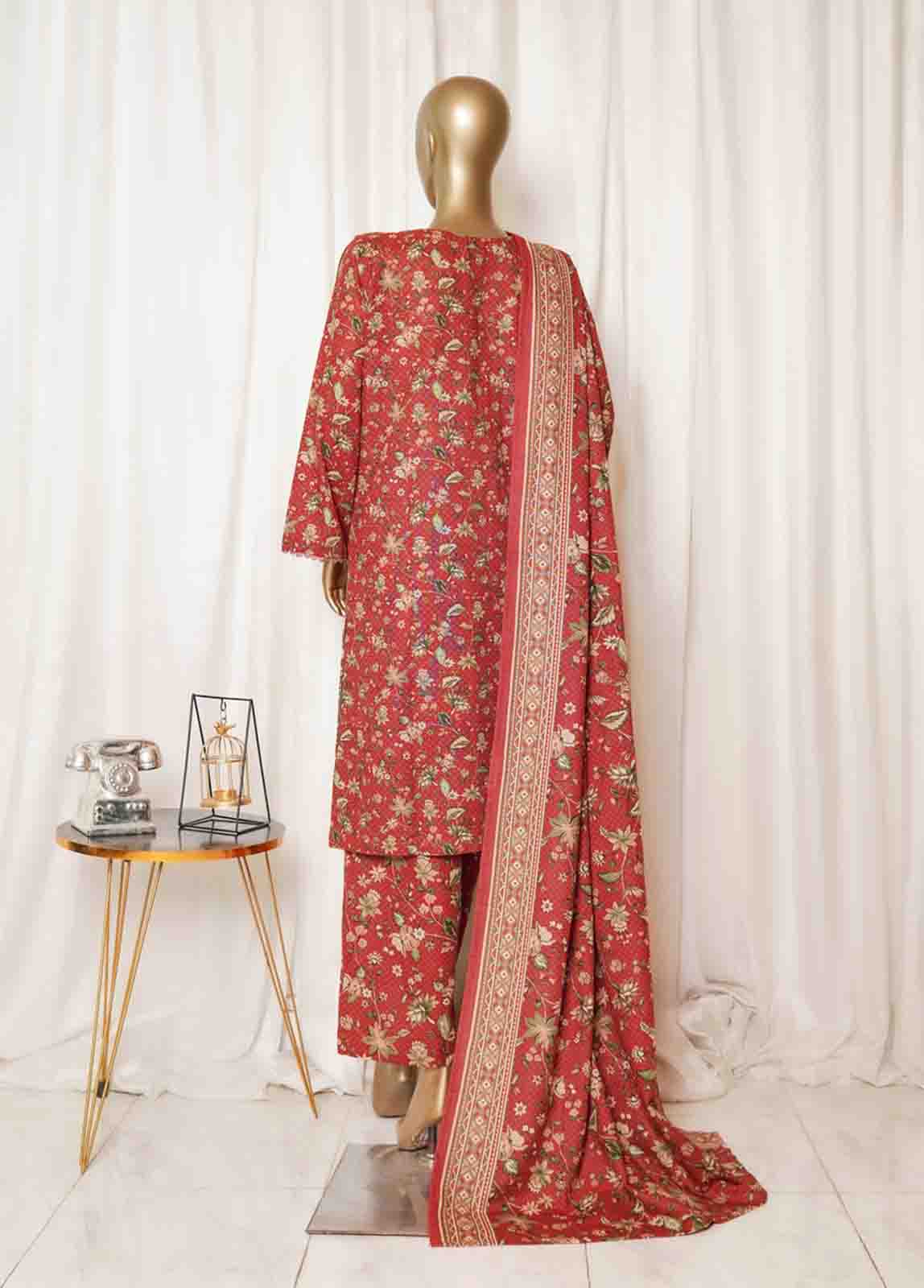 Bin Saeed Fabric - WK-0105-PR R77- 3 Piece Khaddar Printed Stitched Suit