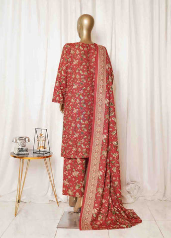 Bin Saeed Fabric - WK-0105-PR R77- 3 Piece Khaddar Printed Stitched Suit