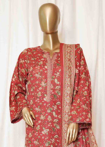 Bin Saeed Fabric - WK-0105-PR R77- 3 Piece Khaddar Printed Stitched Suit