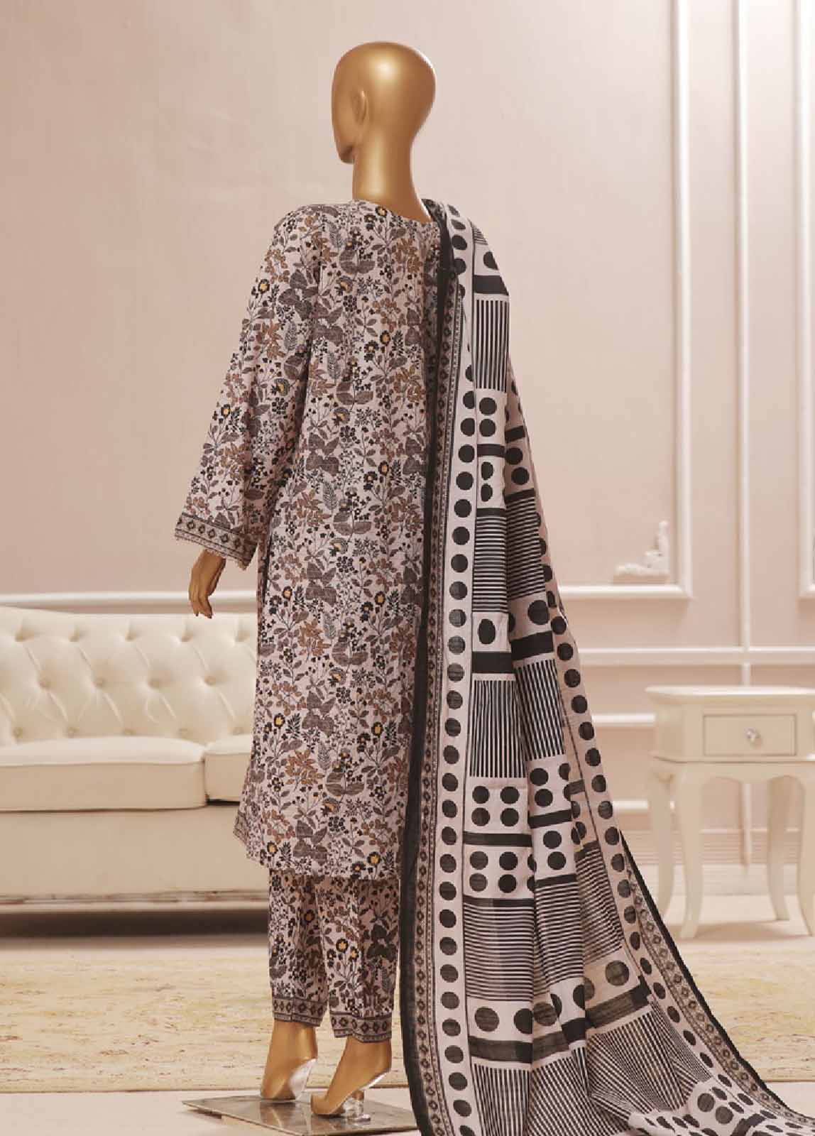 Bin Saeed Fabric - WK-0107 R-3 Piece Khaddar Printed Suit