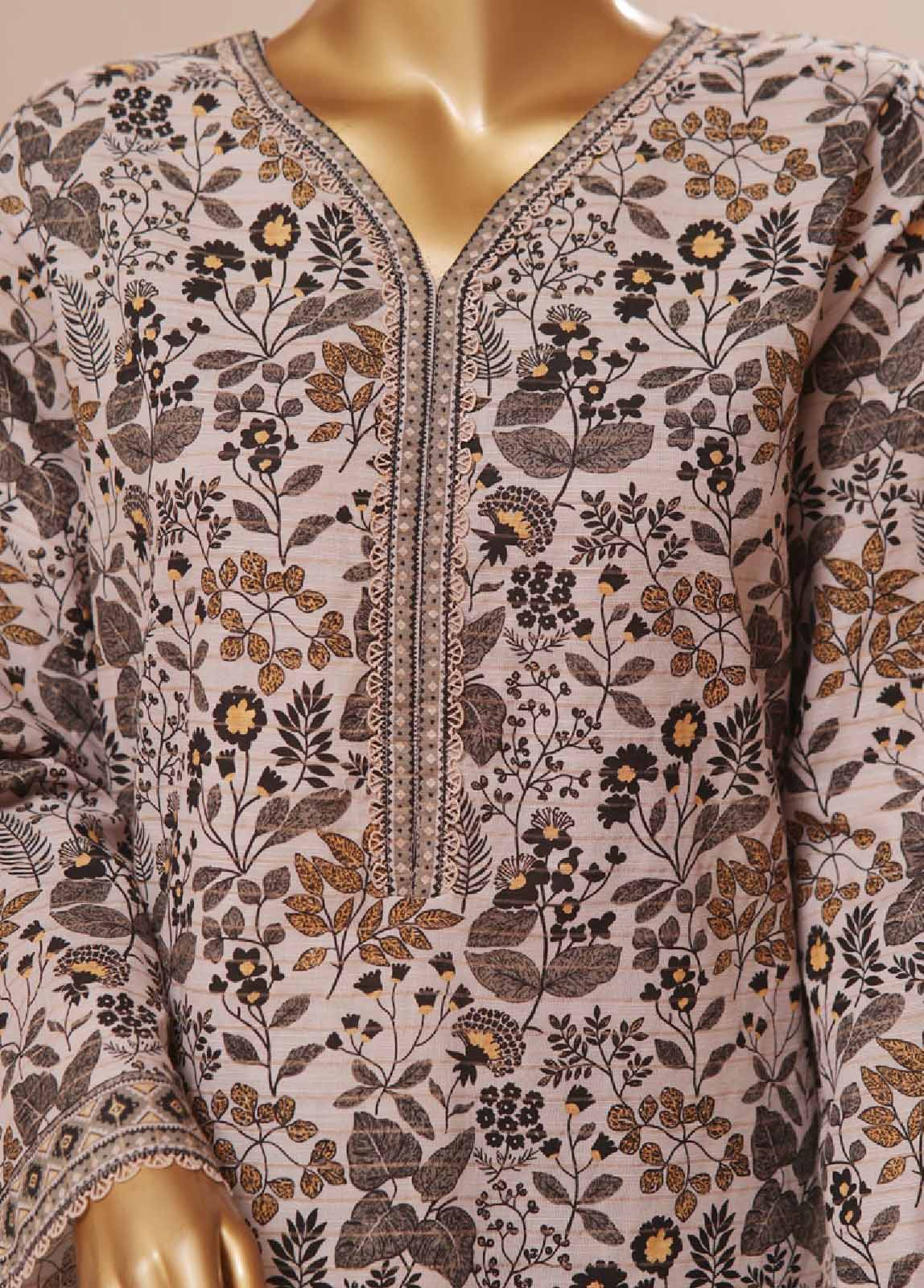 Bin Saeed Fabric - WK-0107 R-3 Piece Khaddar Printed Suit