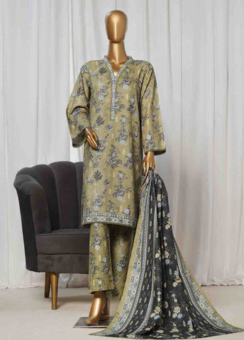 Bin Saeed Fabric - WK-010 -3 Piece Khaddar Printed Suit