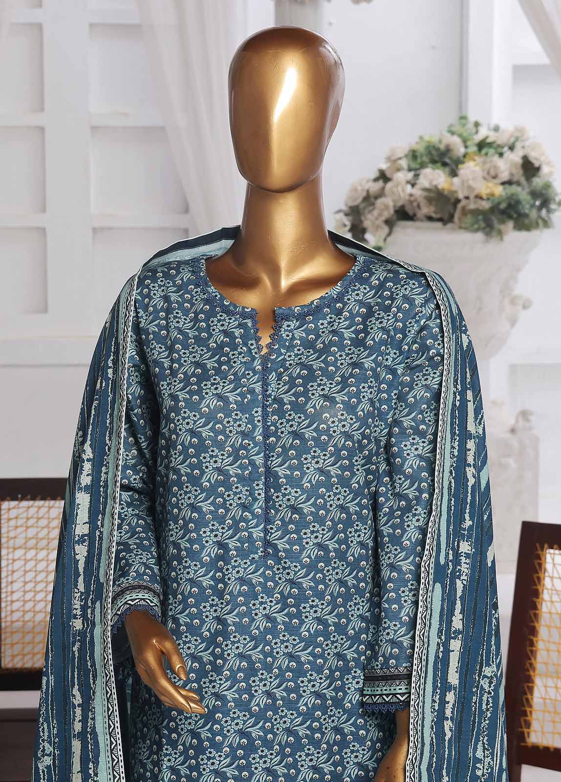 WK-0116 R-3 Piece Khaddar Printed Suit