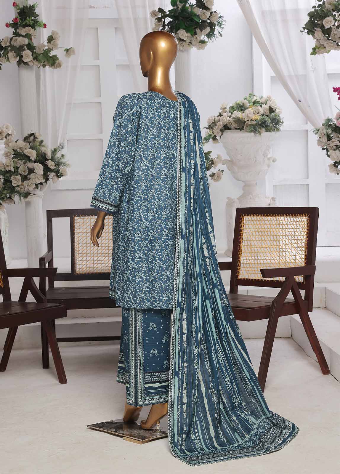 Bin Saeed Fabric - WK-0116 R-3 Piece Khaddar Printed Suit