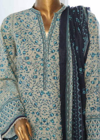 Bin Saeed Fabric - WK-0117-3 Piece Khaddar Printed Suit